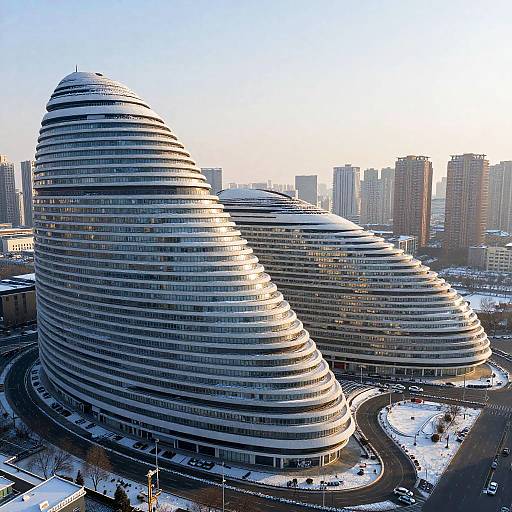 Stunning Snowy Aerial Architecture Masterpiece