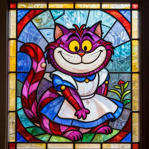 Whimsical Cheshire Cat Stained Glass