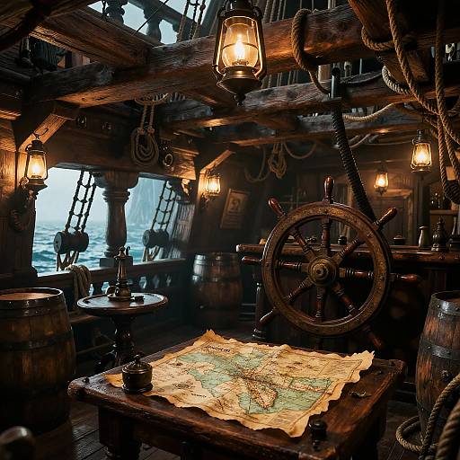Mystical Pirate Ship Interior Scene