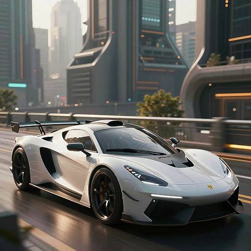 Hyperrealistic Hypercar in Cyberpunk City