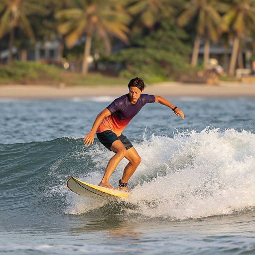 Confident Surfer Riding Golden Waves