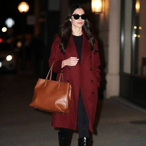 Stylish Woman Walking at Night