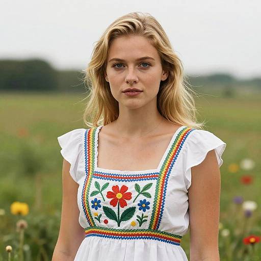 Vibrant Realistic Farm Portrait of Woman
