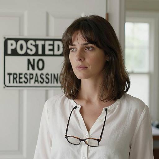 Woman in Doorway with Neutral Expression