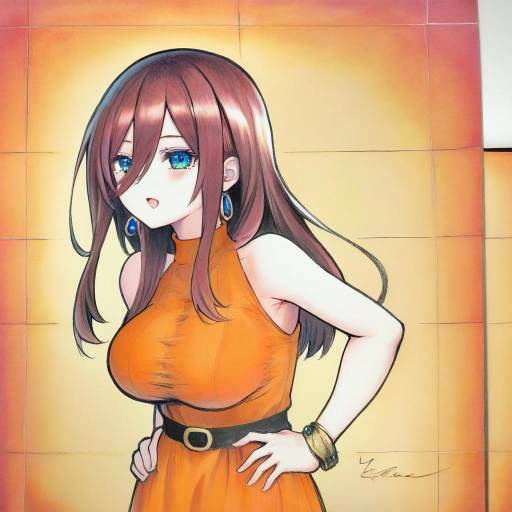 Anime Style Girl in Orange Dress