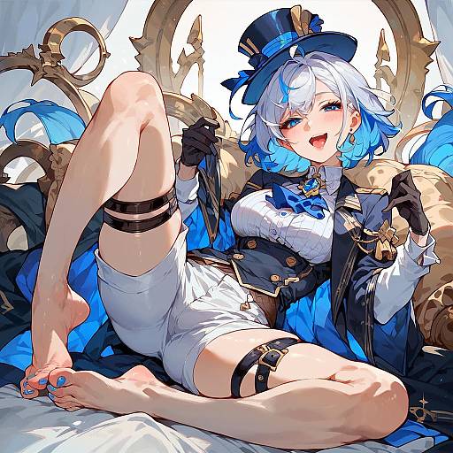 Playful Foot-Focused Top Hat Character