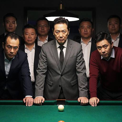 Intense Game Night Around Green Pool Table