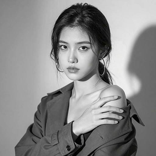 Black and White Portrait of Young Woman