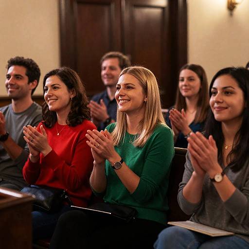 Joyful Gathering: Clapping and Smiling People