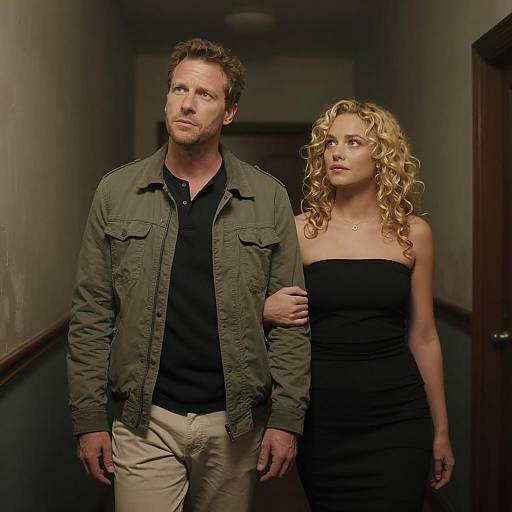 Intimate Moment in a Dim Hallway