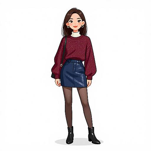 Preppy Chic Woman Fashion Portrait