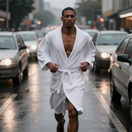 Midnight Run: Bathrobe Through Rainy Streets