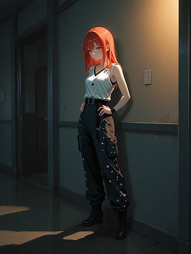 Confident Redhead in Chic Jumpsuit