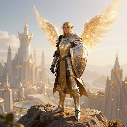 Elf Knight Overlooking Magical Kingdom