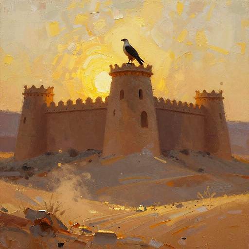 Valiant Desert Falcon Knight at Sunrise