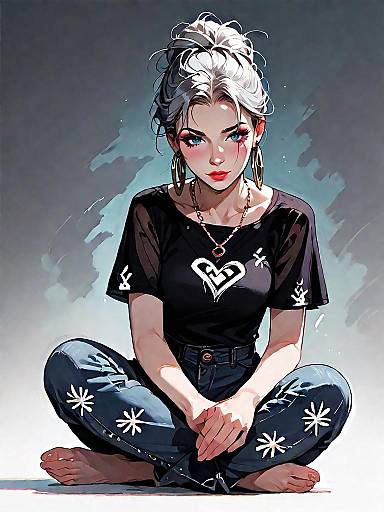 Casual-Chic Woman in Animal-Print Pants