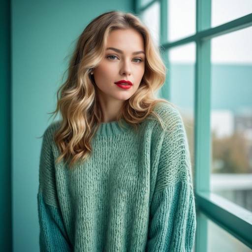 Portrait of Young Woman in Green Sweater