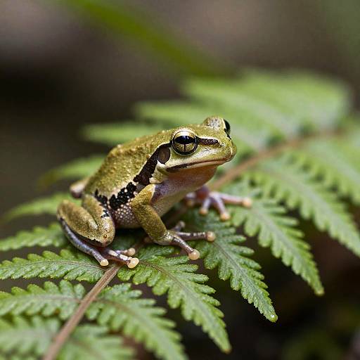Playful Frog on Vibrant Green Fern