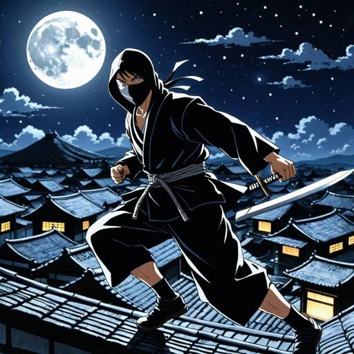 Ninja Leaps Under Full Moon