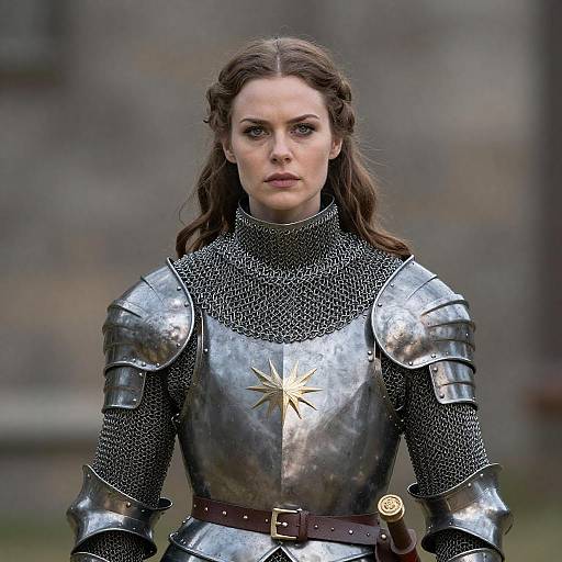 Woman in Excalibur-Style Medieval Armor Portrait