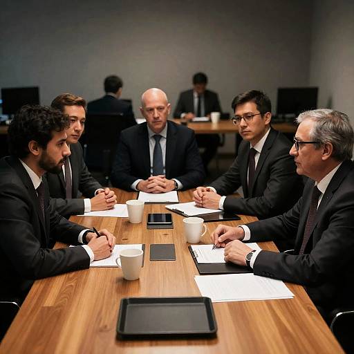 Business Meeting in Dimly Lit Office