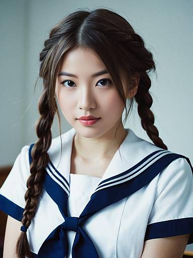 Young Woman in Sailor School Uniform