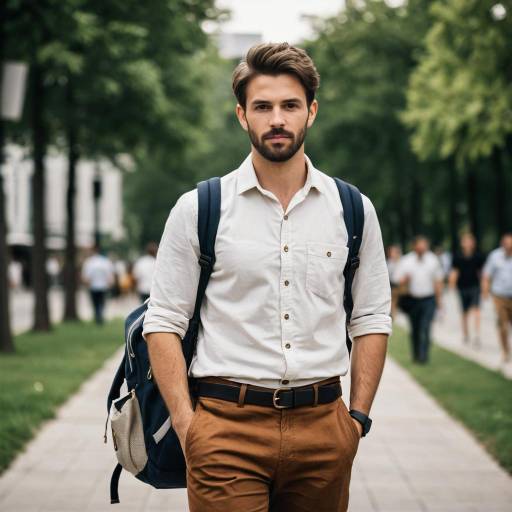 Young Man in Smart Casual Summer Outfit Outdoors