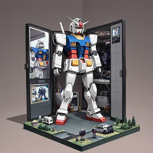 Mini Gundam RX78 in Bedroom Scene