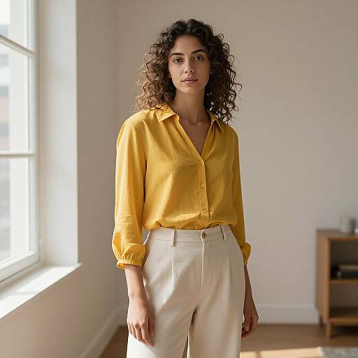 Sunlit Urban Woman in Casual Outfit