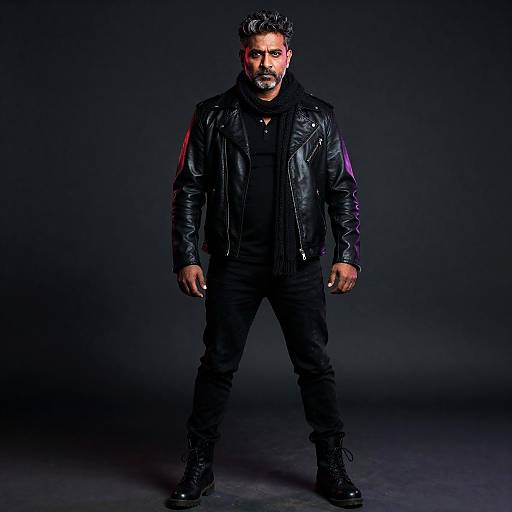 Salt-and-Pepper South Asian Man in Black