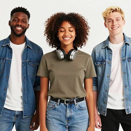 Afro Boys in Denim and Headphones