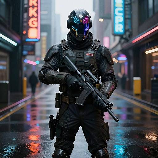 Neon-Tattooed Cyberpunk Mercenary