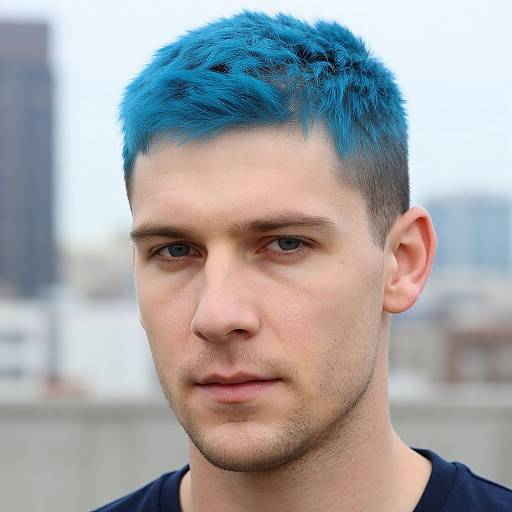 Fit European Man with Blue Hair