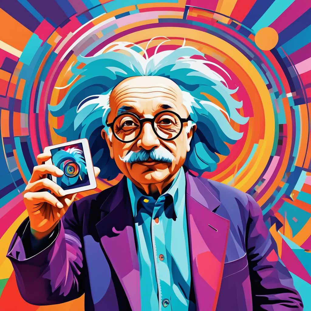 Einstein's Colorful Selfie in Modern Art