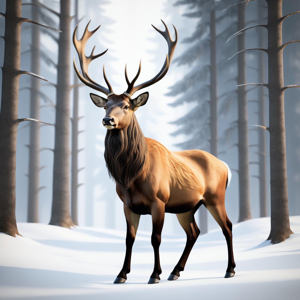 Surreal Centaur-Elk Hybrid Portrait