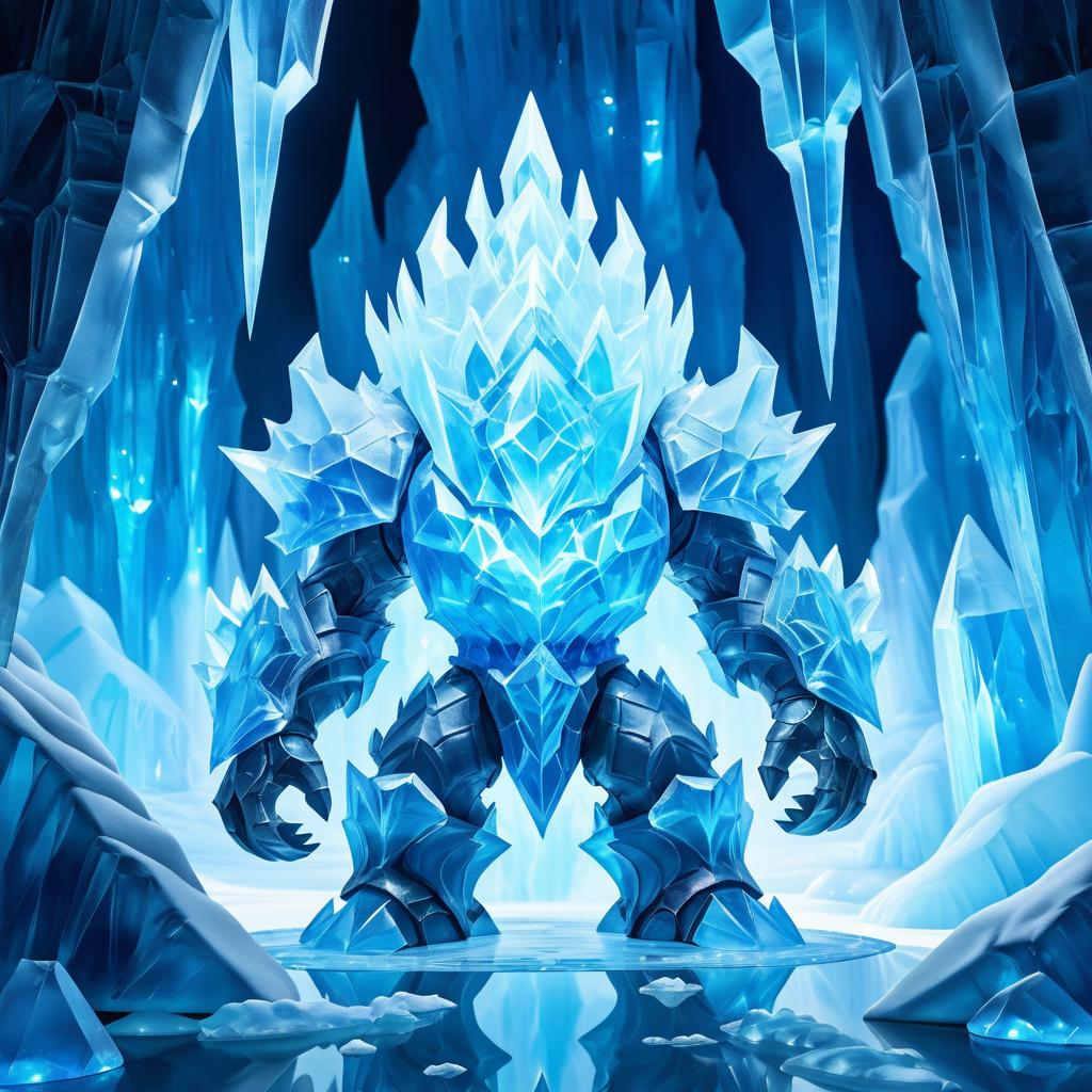 Crystal Golem in Icy Cavern Artwork