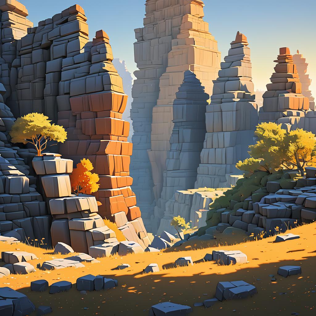 Whimsical Cliffs and Stone Structures