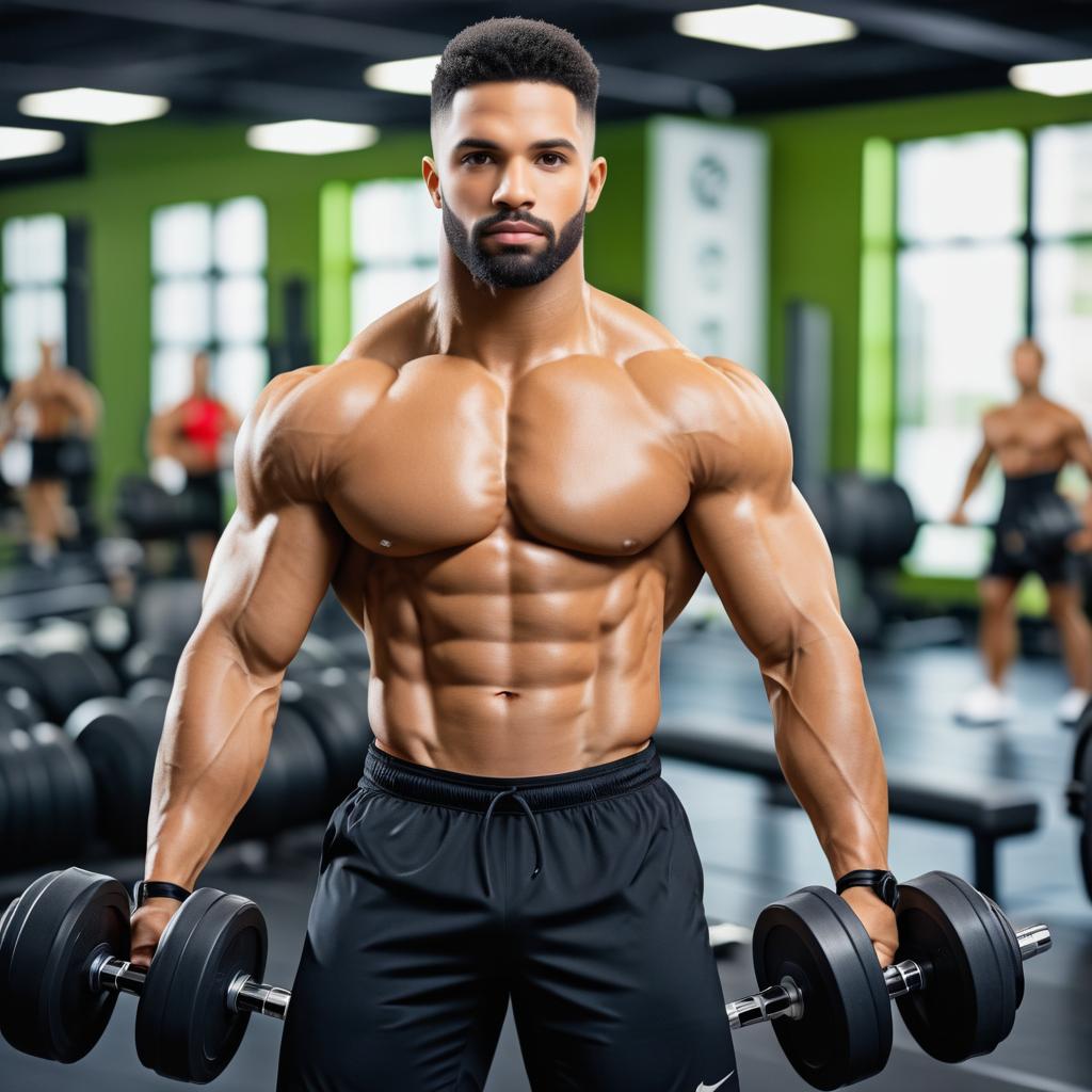 Athletic Man in Vibrant Gym Setting