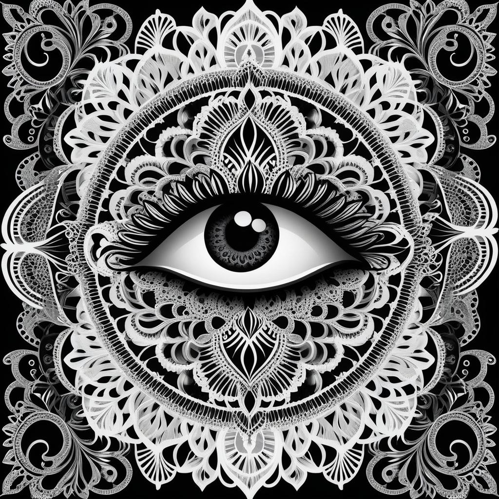 Intricate Eye Art with Gothic Lace Patterns