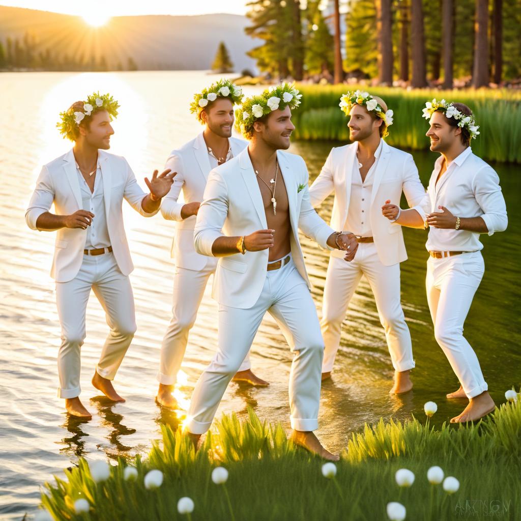 Joyous Men Singing at Lake Tahoe