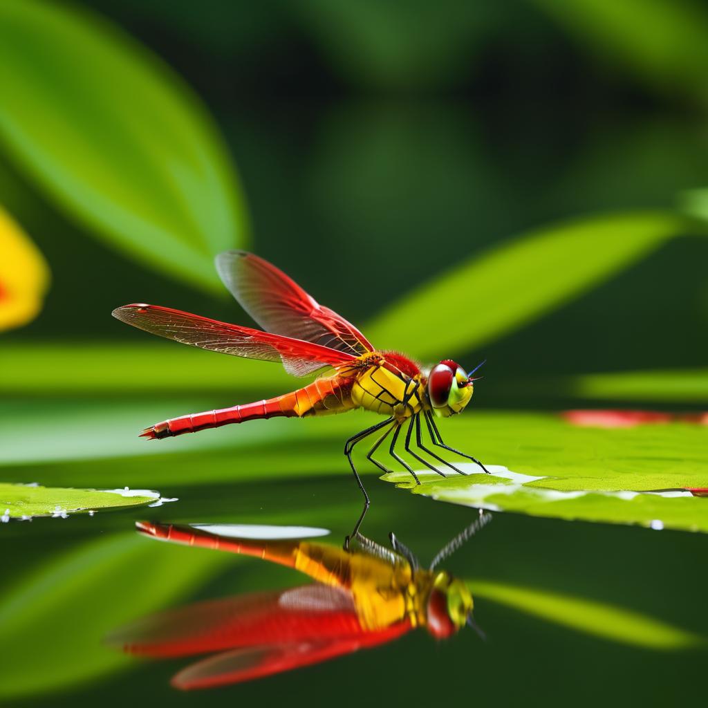 Stunning Dragonfly Hovering Over Pond