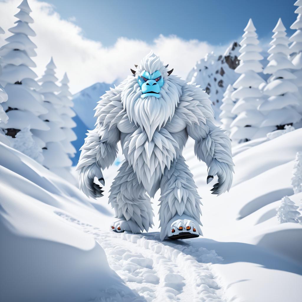 Ultra-Realistic Snow Yeti in Mountains