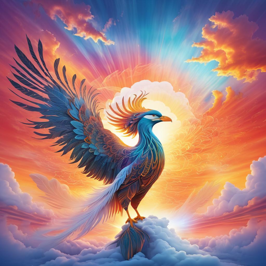 Colossal Cloud Bird in Vibrant Dreamscape