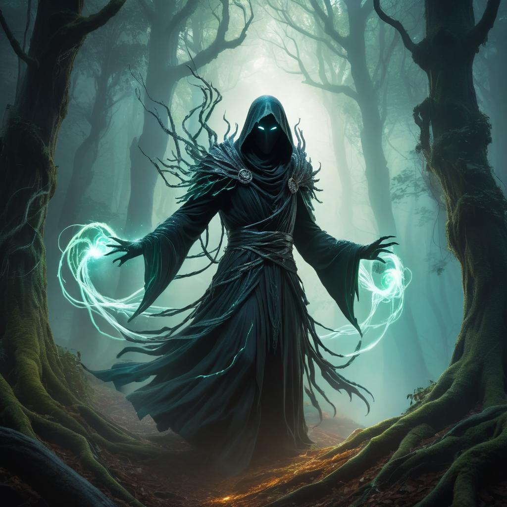 Spectral Wraith Haunting an Ancient Forest