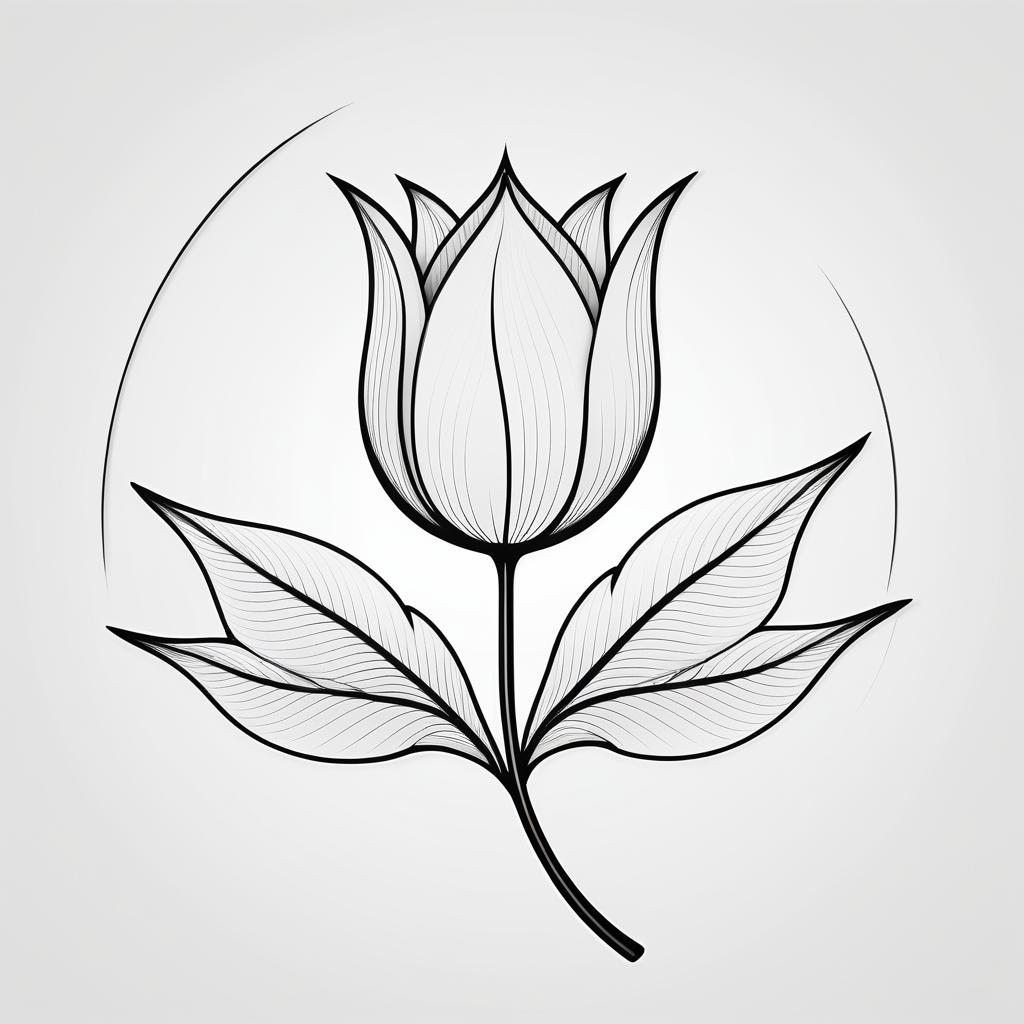 Elegant Black and White Tulip Line Art