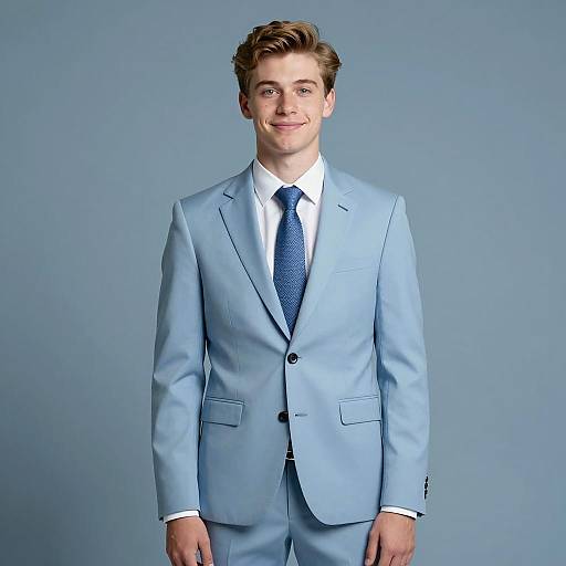 Young Man in Light Blue Suit
