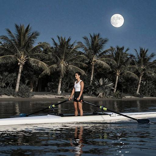 Athletic Woman on Tropical Racing Shell