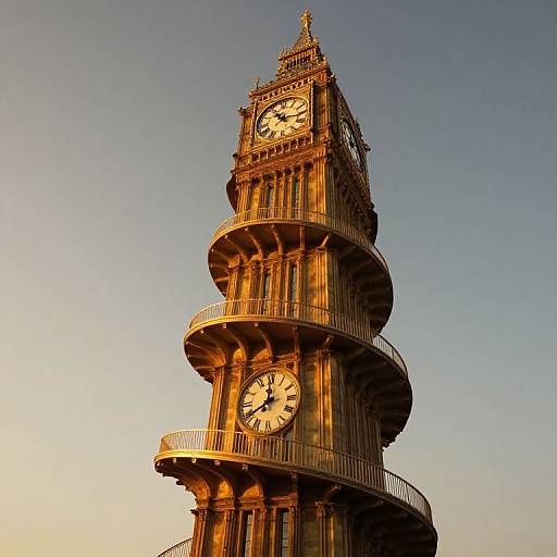 Surreal Spiral Clocktower Through Time