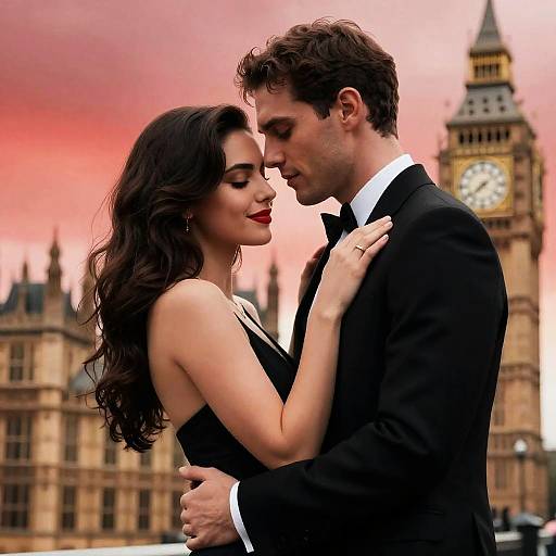 Romantic Embrace with Big Ben Backdrop