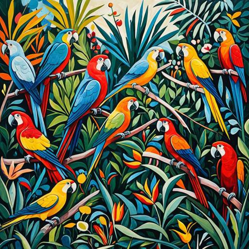 Whimsical Picasso-Style Parrot Garden